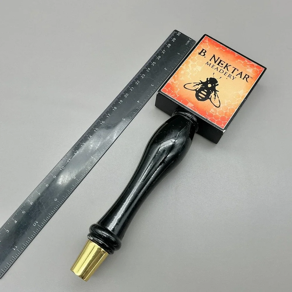 B. Nektar Meadery Tap Handle Black Orange Bee Logo Draft Beer Bar Decor